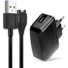 subtel® Charger + USB Cable 1 m Compatible with Garmin Fenix 7, 6 Pro 6X, Vivoactive 4 Smartwatch Fitness Tracker Bracelet Replacement Charging Cable Charger 1A Connector Plug