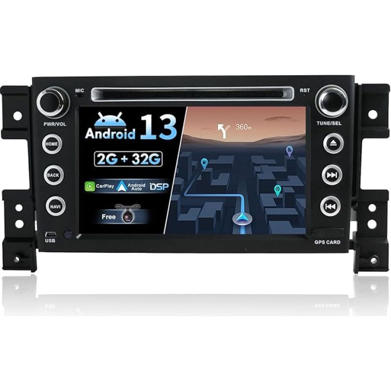 JOYX Android 12 automobilinis radijas, tinkamas Suzuki Grand Vitara 2005-2018 m. | Galinio vaizdo kamera nemokamai | 7 colių | 2G + 32G | GPS 2 DIN | Palaiko valdymą vairu Dab 4G WiFi Carplay Bluetooth 5.0