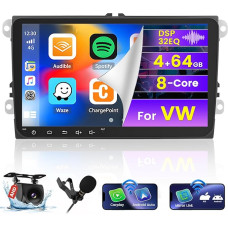 [8 branduolių 4G+64G] Hikity Autoradio Android 13 Für VW Golf 5 EOS Golf 6 Passat B6 Polo Caddy 9'' Touch Display Radio mit 1280*720 Pixel 32EQ FM RDS Wireless Carplay Android Auto GPS Navi Rückfahrkamera