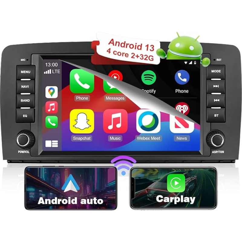 RICBAFEE Android 13 Autoradio für Benz R-Klasse W251 2006-2012, 8 Zoll Touchscreen Stereo mit CarPlay Freisprecheinrichtung FM RDS EQ MirrorLink Rückfahrkamera Lenkradsteuerung (2+32GB 4Core)