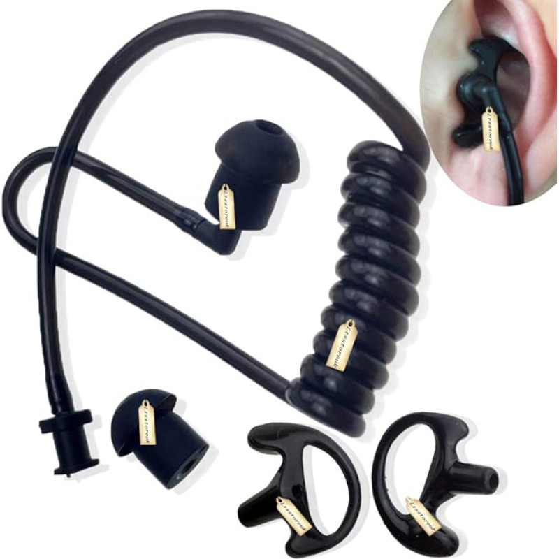 Lsgoodcare Ersatz 2-Wege Radio offenes Ohr Einsatz earmold schwarz Medium Soft Gummi in-Ear Ohrstöpsel (rechts und Links) + Ersatz Schwarz Coil Audio Tube Walkie Talkie Headset Kit