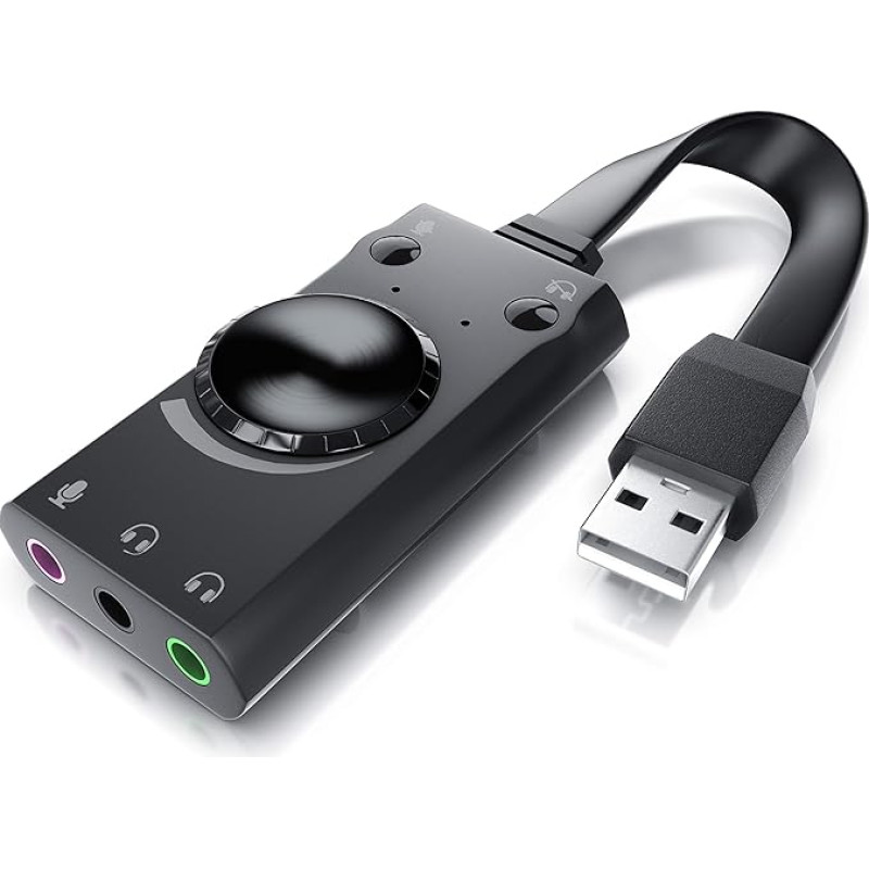 CSL - USB mini garso kortelė išorinė - virtuali erdvinė - suderinama su kompiuteriu Notebook Tablet PC MacBook - Plug and Play - suderinama su Windows 10/11 - juoda