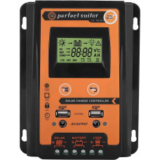 Akozon Solar Charge Controller 12 V Solar Charge Controller, MPPT Solar Charge Controller 12 V/24 V Solar Panel Battery Controller Dual USB PWM Car Paremeter Adjustable LCD Display for Lead Acid and