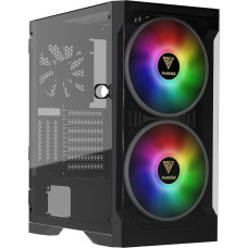 GAMDIAS Apollo E2 Elite žaidimų kompiuterio korpusas, Mid-Tower ATX korpusas, grūdinto stiklo plokštė, 3Dual įmontuotas 200 mm ARGB ventiliatorius, montavimo langelis be įrankių, palaiko iki ATX tipo pagrindines plokštes