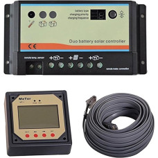 Solar Charge Controller 20 A, 12 V/24 V DC Car Work with MT-1 Remote Display, for Motorhome, Caravan, Boat etc. for Dual Batteries, Battery,