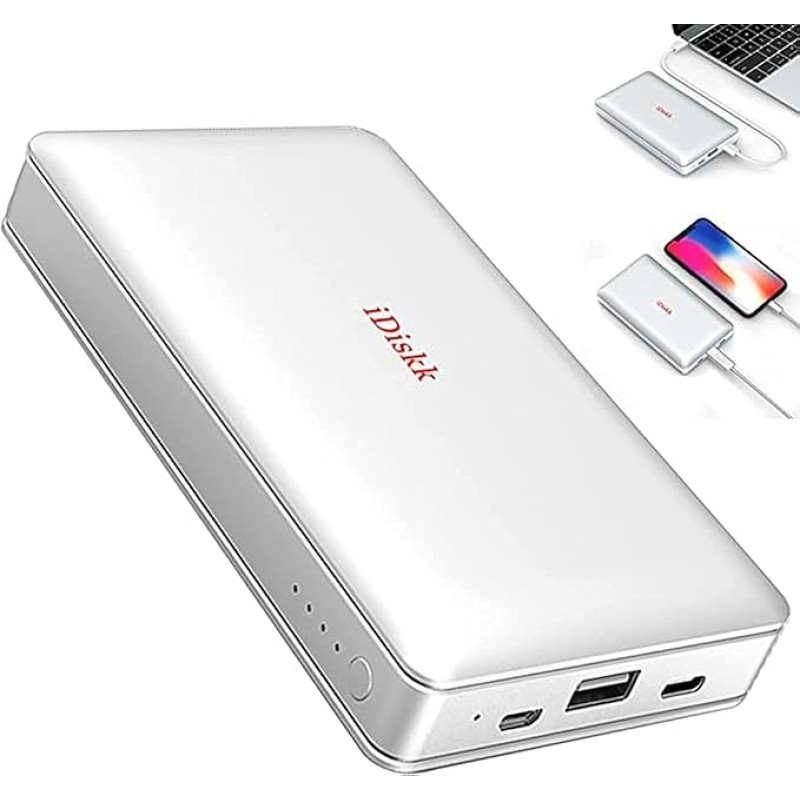 iDiskk MFi Certificate 1TB External Hard Drive for iPhone iPad Flash Memory Compatible iOS Mobile Phone MacBook PC with 10000 mAh Power Bank 2 in 1 External Hard Drive - App Management