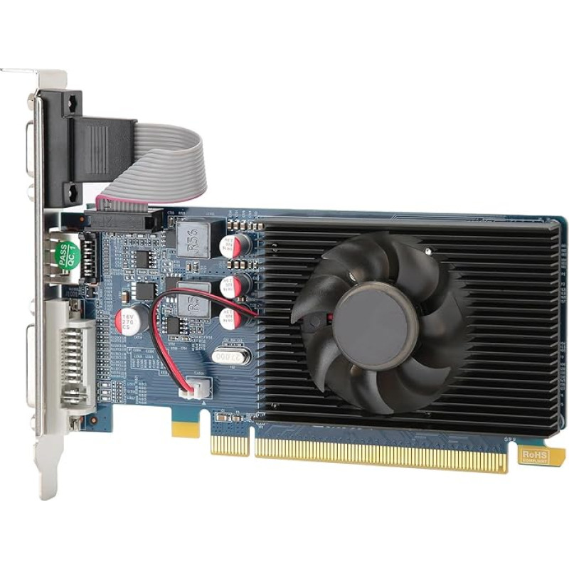 Dpofirs PCI Express 3.0 DDR3 64bit grafikos kortelė staliniams kompiuteriams, HD6450 2G grafikos kortelė su lustu kompiuteriams, tylioji grafikos kortelė žaidimams