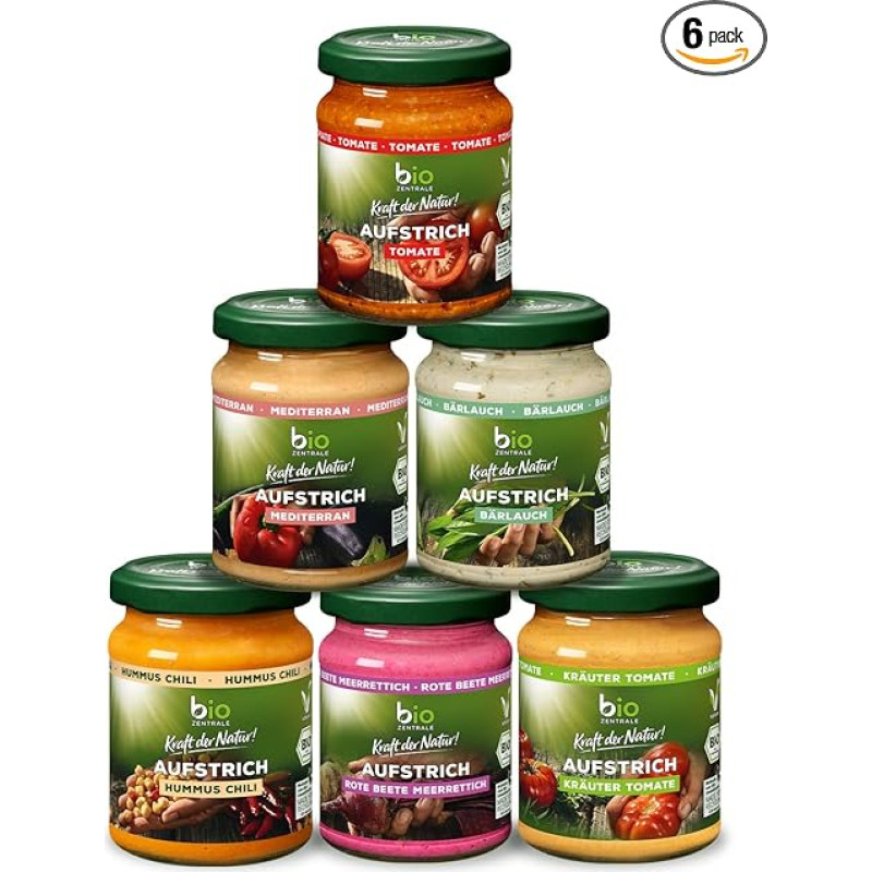 biozentrale Bread Spreads Bestselling Box | 6 x 125 g | Vegan & Lactose Free | 6 Popular Spreads in Value Pack | Delicious on Bread or for Refining Dishes