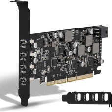 PCIe USB 3.2 Gen 2 kortelė (Power Delivery), 10 Gbps, 4 USB C prievadai (2 x 45 W + 2 x 30 W), skirta staliniams kompiuteriams