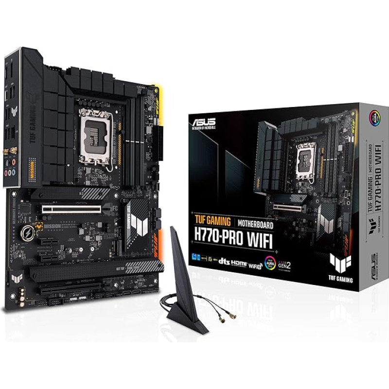 ASUS TUF Gaming H770-PRO WiFi Motherboard Socket Intel LGA 1700 (Intel H770, ATX, PCIe 5.0, DDR5 Memory, 4x PCIe 4.0 M.2, Intel WiFi 6, Aura Sync)