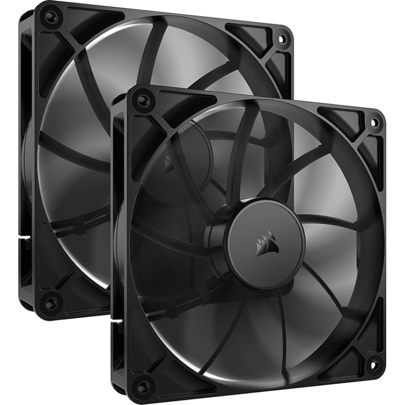CORSAIR RS140 140mm PWM Fan - Daisy Chain Connection - Low Noise - Magnetic Dome Bearing - Twin Pack - Black