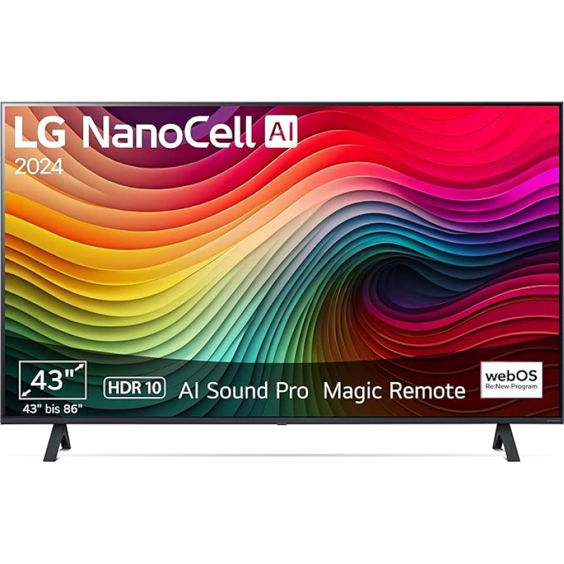 LG 43NANO81T6A TV 43 Inch (109 cm) NanoCell TV (α5 Gen7 4K AI Processor, webOS 24, HDR10, up to 60Hz) [Model Year 2024]