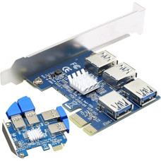 SYONCON PCIe Splitter nuo 1 iki 4 PCI Express 16X lizdų Riser Card, PCI-E 1X į išorinį 4 USB 3.0 adapterį BTC Miner Machine GPU Mining