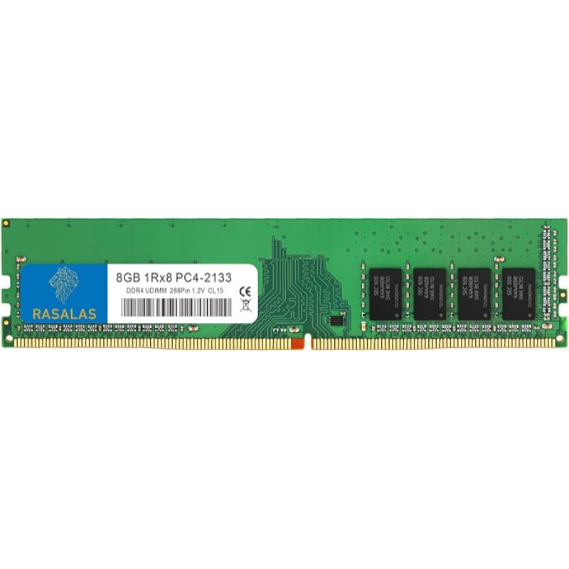 RASALAS 8GB DDR4 2133MHz PC4-17000 Non-ECC Unbuffered 1.2V CL15 1Rx8 Single Rank 288-Pin UDIMM atmintis staliniams kompiuteriams