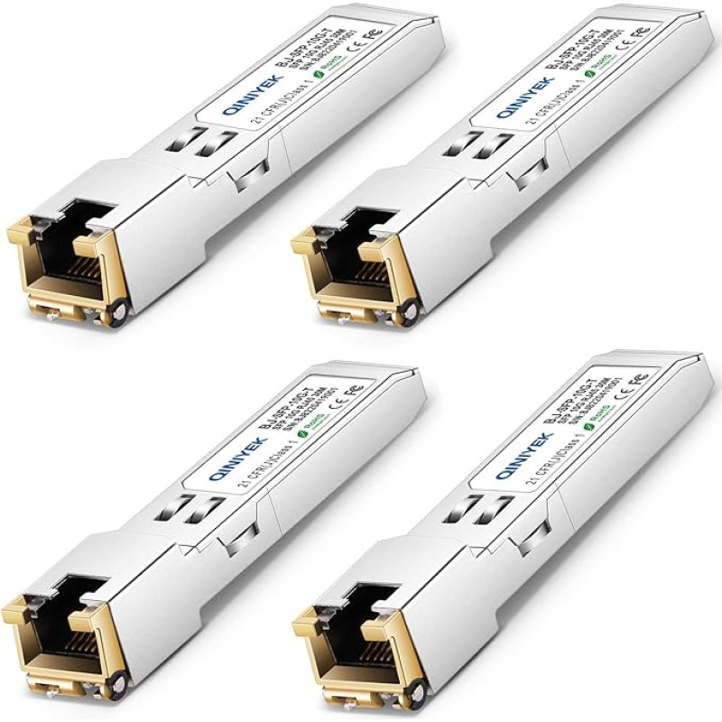 QINIYEK 10GBase-T SFP+ tranzistorius, 10G SFP+ RJ45 varinis tranzistorius, suderinamas su 