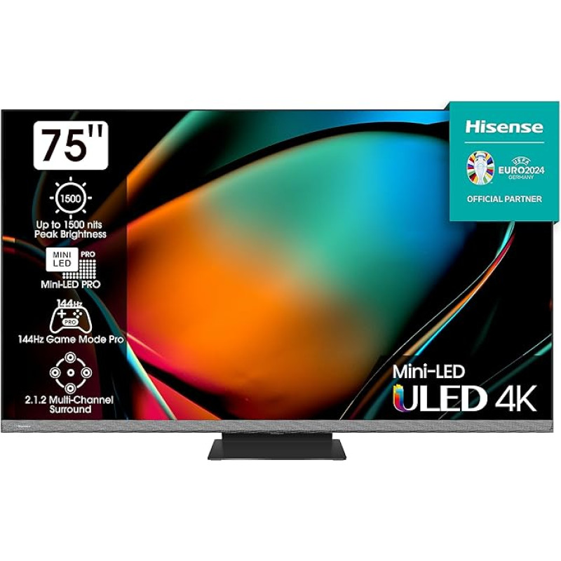 Hisense 75U8KQ Mini LED 4K ULED Smart TV - - 190.5 cm (75 Inch) Dolby Vision IQ & Atmos, 120Hz Panel, Game Mode Pro, UHD AI Upscaler, HDR10+, Bluetooth, Apple AirPlay, Alexa, Anthracite [2023]