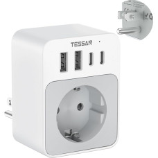 TESSAN USA Adapter Socket, 5 in 1 Travel Adapter USA with 2 USB C and 2 USB A, 1875 W Adapter USA Germany Plug, 20 W USB C Fast Charge, EU to US Travel Plug Type B for Canada Thailand Mexico