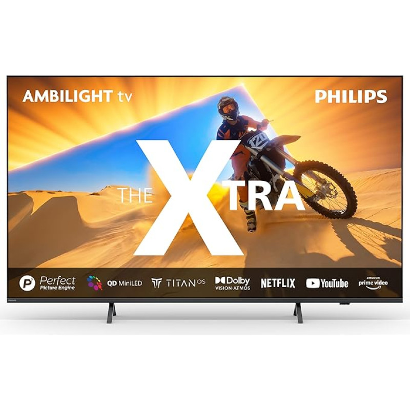 Philips Ambilight The Xtra 55PML9009 4K Quantum Dot MiniLED Smart TV - 55-Zoll Display mit P5 Perfect Picture Engine Ultra HD, Titan OS, Dolby Vision und Dolby Atmos Sound - Anthrazitgrau