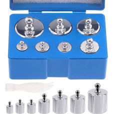 Mardatt 8 vnt. tiksliųjų svarstyklių rinkinys 10 g 2 x 20 g 50 g 2 x 100 g 200 g Plieniniai svoriai kalibravimas su pincetu skaitmeninėms svarstyklėms Juvelyrinių dirbinių svarstyklės M2 klasės (iš viso 500 g)