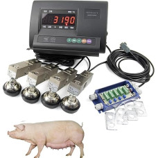 6600 lbs Livestock Scale Kit, Electronic Load Cell Platform for Animal Pallets, Steel Carrier Pressure Load Cell Floor Scales Kit with LCD Display for Animals, Cattle, Goats, Pigs, Horses, Sheep