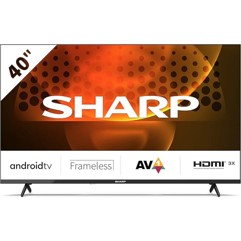 SHARP 40FH6EA Full HD Frameless Android TV 101 cm (40 Inches), 3X HDMI, 2 x USB, Dolby Digital, Active Motion 400