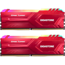 RGB DDR4 OPERATYVIOJI ATMINTIS: GIGASTONE Game Turbo 16GB rinkinys (2x8GB) DDR4-3200MHz PC4-25600 CL 16-18-18-40 Intel XMP 2.0 AMD Ryzen 1.35V UDIMM 288 Pin Unbuffered NNon-ECC Unbuffered Desktop Memory He Red Red Red