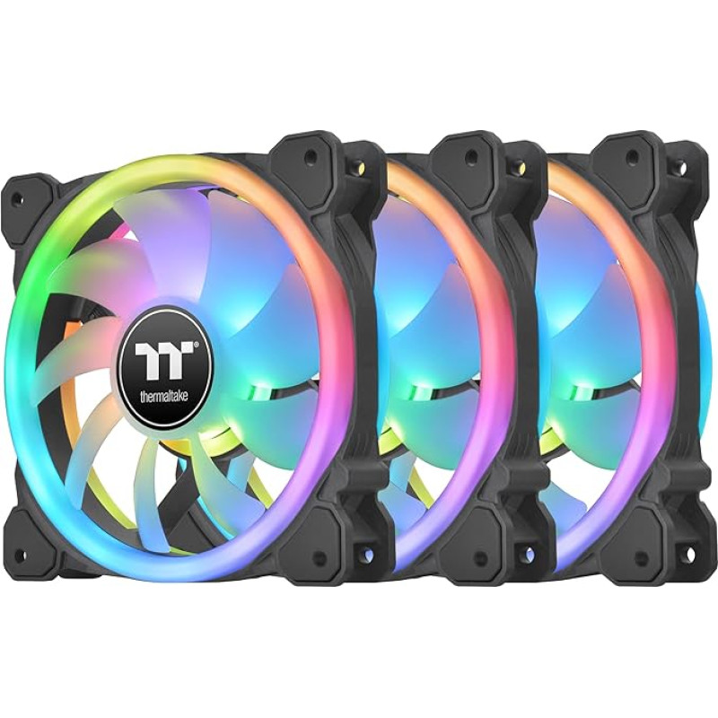 Thermaltake Swafan 12 RGB ventiliatorius TT Premium Pack of 3 120 mm keičiamų ventiliatoriaus menčių juoda