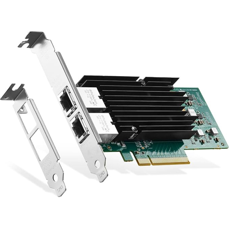 Binardat 2 Port 10G Ethernet PCIe Network Adapter, Intel X540 Chip LAN Controller, 10G/1G/100Mbps Ethernet RJ45 NIC Card for Windows/Linux/VMware