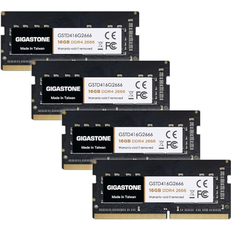 【DDR4 RAM】GIGASTONE 64GB rinkinys (4x16GB) DDR4 2666MHz (2400MHz arba 2133MHz) PC4-21300(PC4-19200/17000) CL19 1.2V SODIMM 260Pin Non-ECC Unbuffered Notebook Laptop High Performance Upgrade