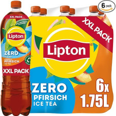 LIPTON ICE TEA Zero Peach - Sugar-Free Iced Tea with Peach Flavour, Disposable (6 x 1.75 L)