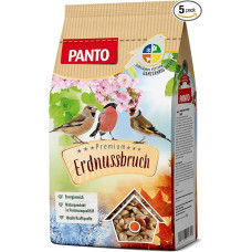 PANTO Peanut Break Bird Food 5 x 1 kg - didelės energijos paukščių lesalas iš žemės riešutų branduolių, laukinių paukščių lesalas iš žemės riešutų pusių ir sveikų žemės riešutų, skirtas lesykloms ir paukščių lesykloms