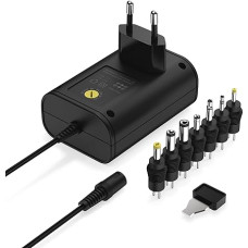 ANSMANN APS 1500 Power Supply 12 V - Mains Plug up to max. 1500 mA (with 7 Universal Adapter Plugs) Power Adapter for Power Supply of Many Small Electric Appliances Adjustable from 3-12 Volt