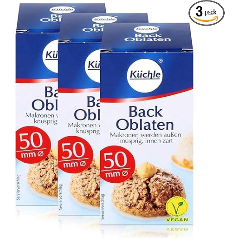 Küchle Round Baking Wafer Paper 50 mm Diameter 37 g - Macaroons Stay Delicate Inside (Pack of 3)