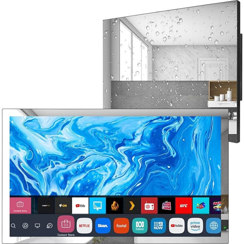 Soulaca 24 Inch Mirror TV, Smart TV for Bathroom, Digital/Analog Tuner, Mirror Panel, Magic Remote, Waterproof, Netflix, Integrated Speaker, Model 2024