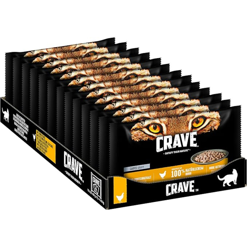 CRAVE Cat Portion Bags Multipack Sauce with Chicken 13 x 4 x 85 g