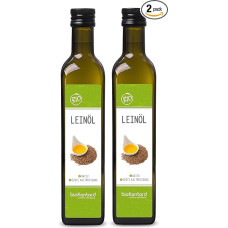 Linų sėmenų aliejus ekologiškas 2 x 500 ml (1000 ml) I Natūralus ir šalto spaudimo I Didelis polinesočiųjų riebalų rūgščių kiekis I Šviežias iš gamintojo bioKontor