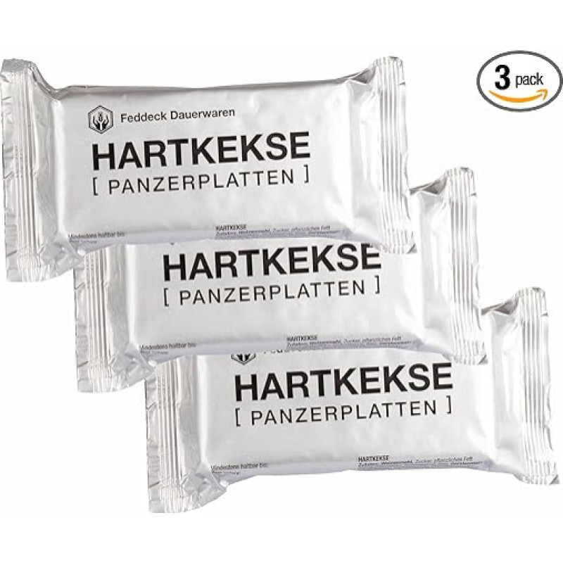 n. v. 3 Hard Biscuits (Armoured Plates), Made from Original German Armed Forces Production, 3 x 125 g