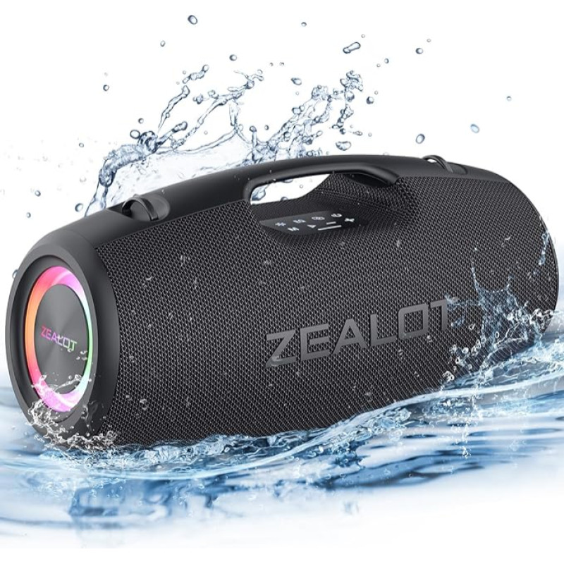 ZEALOT Bluetooth Speaker, 120 W Speaker Boxes, Bluetooth Large with Booming Bass, IPX6 Waterproof, Music Box with Light, Power Bank, Bluetooth 5.2, Outdoor Speaker for Camping, Beach, Gifts