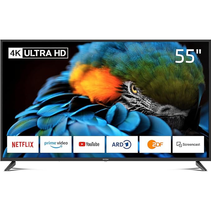 DYON Smart 55 XT-2 138.7 cm (55 Inch) TV (4K Ultra HD Smart TV, HD Triple Tuner (DVB-C/-S2/-T2), Prime Video, Netflix & HbbTV) [Model Year 2022]