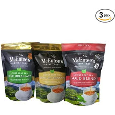McEntee's Tea Three Packs of Traditional Irish Blends (3-Pack) - Breakfast, Afternoon and Gold Mix 250g Refill Bags - Ceylon and Assam Teas