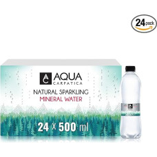 AQUA CARPATICA 500 ml x 24 Natūraliai putojantis putojantis natūralus mineralinis vanduo, be natrio nitratų, su natūraliais elektrolitais, kalciu ir magniu, natūraliai dilgčiojantis, 100 % perdirbamas