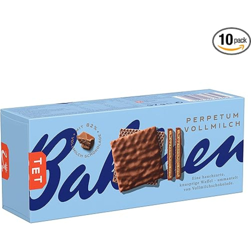 Bahlsen Perpetum Whole Milk Waffle with Milk Chocolate (1 x 97 g) (Pack of 10)