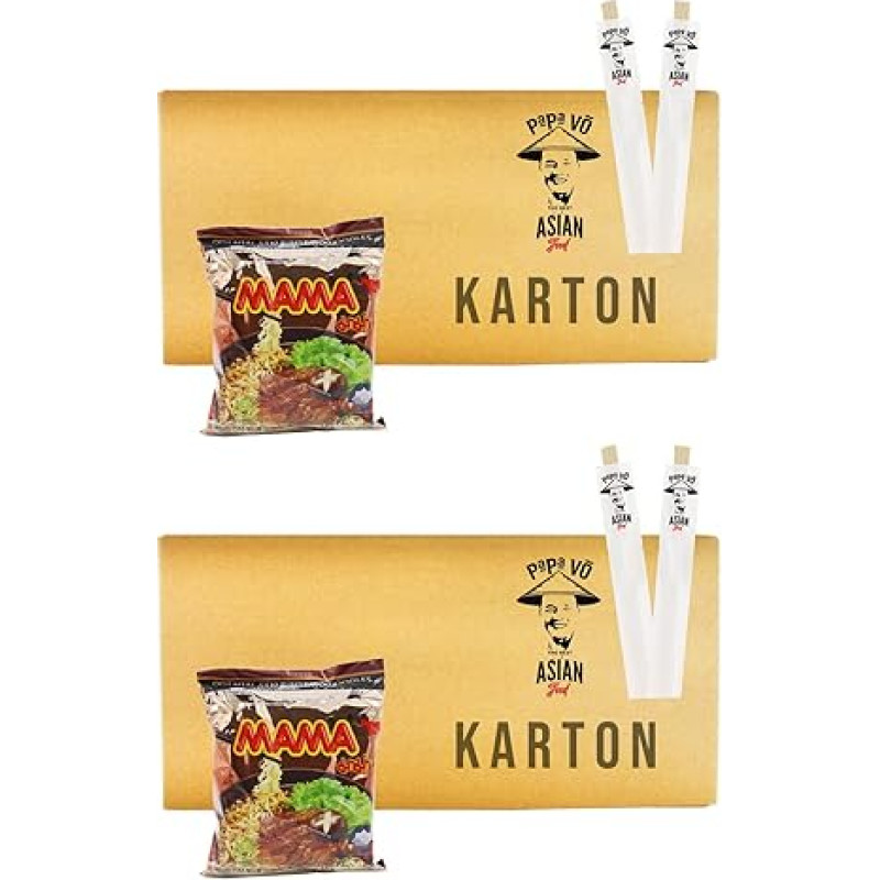 Mama Instant Noodle Soup Beef Flavour (Papa Vo) with Disposable Sticks (60 x 60 g) Pack of 2