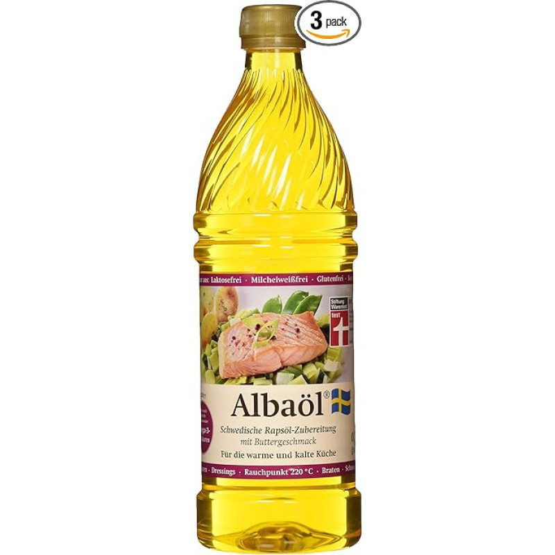 ALBAÖL - Švediškas sviesto skonio rapsų aliejaus preparatas, 750 ml, 3 vnt. (3 x 750 ml butelis)