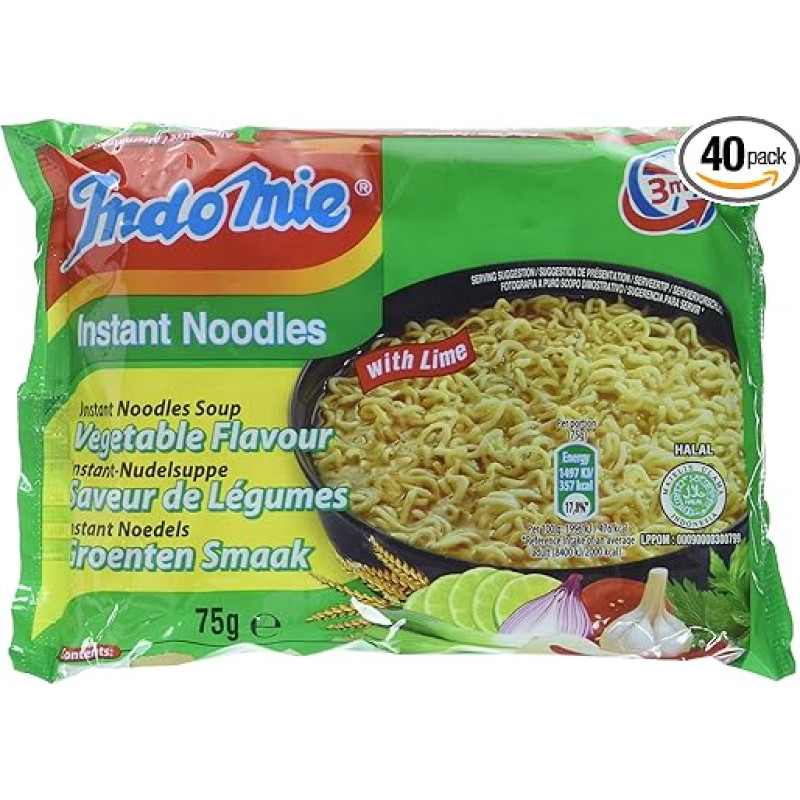 Indomie Instant Pasta, Vegetables, Pack of 40 (40 x 75 g)