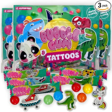 MIK funshopping Halloween Sweets Confectionery - Scary Party Bags for Party & Terribly Delicious Snacks, Halloween Candy Individually Packed (Bubble Gum & Tattoos, 3 Bags of 80 g)