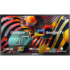 SYLVOX 43 Inch QLED Outdoor TV Smart Google Television - Quantum Dot Colour, 1000 nit, Waterproof TV, Voice Assistant, Share to TV, Dolby Atmo for Patio, Partial Sun (Deck Pro 2.0 QLED)