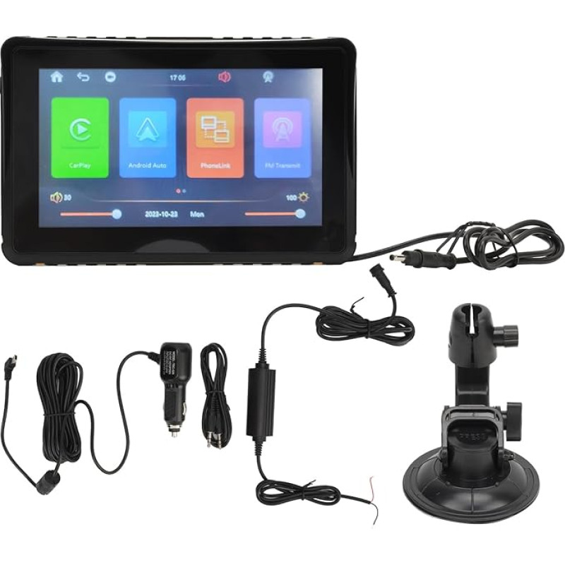 7 Inch Motorcycle GPS Navigator, Portable Waterproof Touch Screen, Supports Carplay for Android Car, Wireless WiFi, Bluetooth 5.0