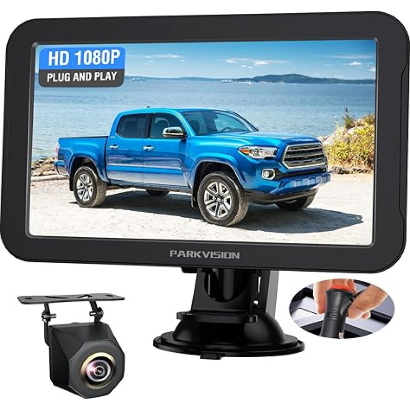 PARKVISION Car Rear View Camera with Night Vision, Rear View System with 7 Inch LCD Car Monitor, Reversing Camera Cable 12 V-24 V for Motorhome, Truck, Car, SUV, Van, Pickups