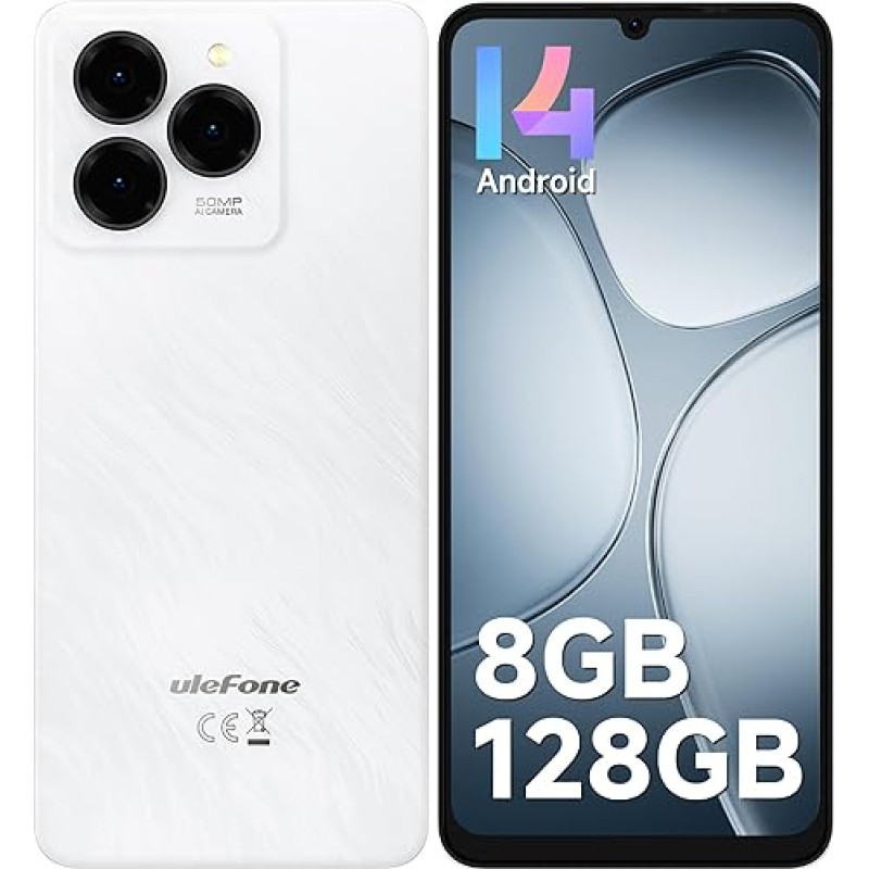 Ulefone Note 20 Pro Mobile Phone Without Contract 8GB + 128GB/1TB Expand, 50MP Camera, 6000mAh Android 14 Octa Core Smartphone, 6.75 Inch HD+ Display 90Hz 4G Dual SIM Mobile Phones, WiFi 5G